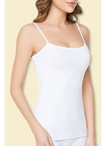 Tutku Passion Women's White 6-Pack Cotton Rib Rope Strap Undershirt