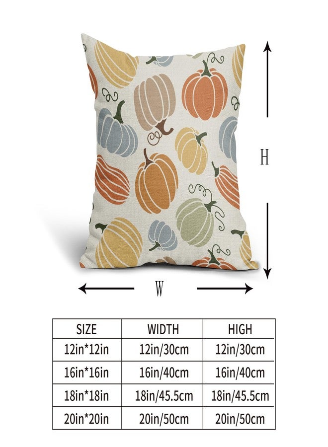 Aytipun Fall Pillow Covers 18x18 Set of 2 Thanksgiving Themed Blue Yellow Orange Pumpkin Print Decorative Throw Pillows Outdoor Autumn Harvest PillowCase Farmhouse Linen Cushion Case Decor for Sofa Couch Bed - Image 5