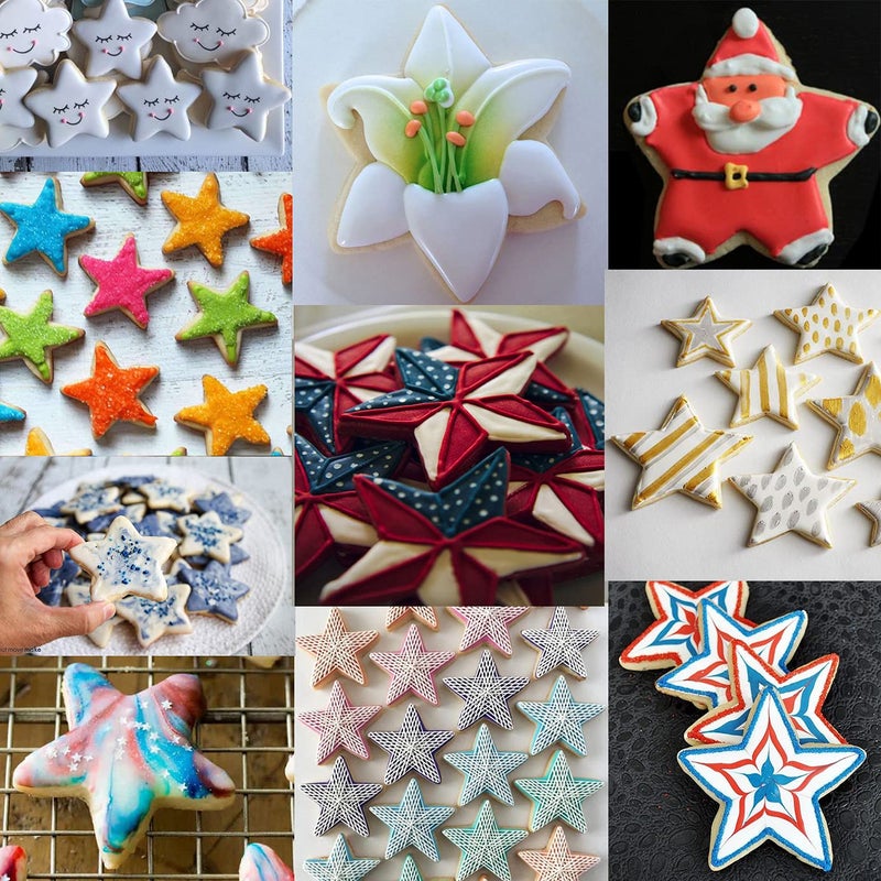 Antallcky Star Cookie Cutter Set-5 pcs Stainless Steel Five-pointed Star Biscuit Molds Fondant Cake Cookie Cutter Set Pastry Mold-for 3d Christmas Tree/Linzer Cookies - Image 3
