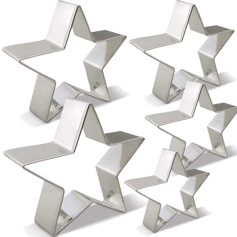 Antallcky Star Cookie Cutter Set-5 pcs Stainless Steel Five-pointed Star Biscuit Molds Fondant Cake Cookie Cutter Set Pastry Mold-for 3d Christmas Tree/Linzer Cookies - Image 2