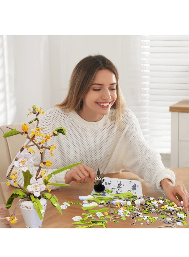 Flower Bouquet Building Kit Osmanthus Fragrans Bonsai Tree Toy Artificial Plant Creative Project for Adults Botanical Collection (430 Pieces) - Image 5