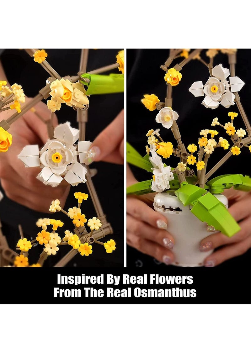 Flower Bouquet Building Kit Osmanthus Fragrans Bonsai Tree Toy Artificial Plant Creative Project for Adults Botanical Collection (430 Pieces) - Image 3