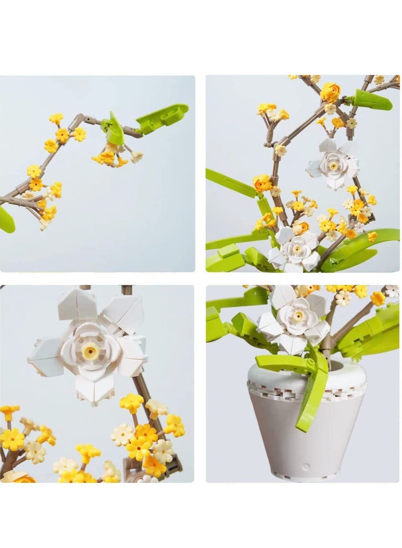 Flower Bouquet Building Kit Osmanthus Fragrans Bonsai Tree Toy Artificial Plant Creative Project for Adults Botanical Collection (430 Pieces) - Image 2