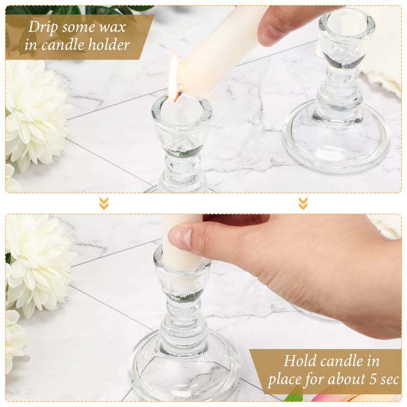 Sieral Set of 36 Clear Glass Taper Candle Stick Holders Bulk Small Tapered Pillar Candlestick Holders for Wedding Table Centerpieces Holiday Party Windowsill Decor  - Image 3
