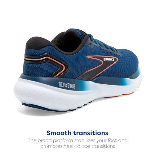 Brooks Men’s Glycerin 21 Neutral Running Shoe - Blue Opal/Black/Nasturtium - 10 Medium - Image 4