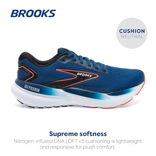 Brooks Men’s Glycerin 21 Neutral Running Shoe - Blue Opal/Black/Nasturtium - 10 Medium - Image 3