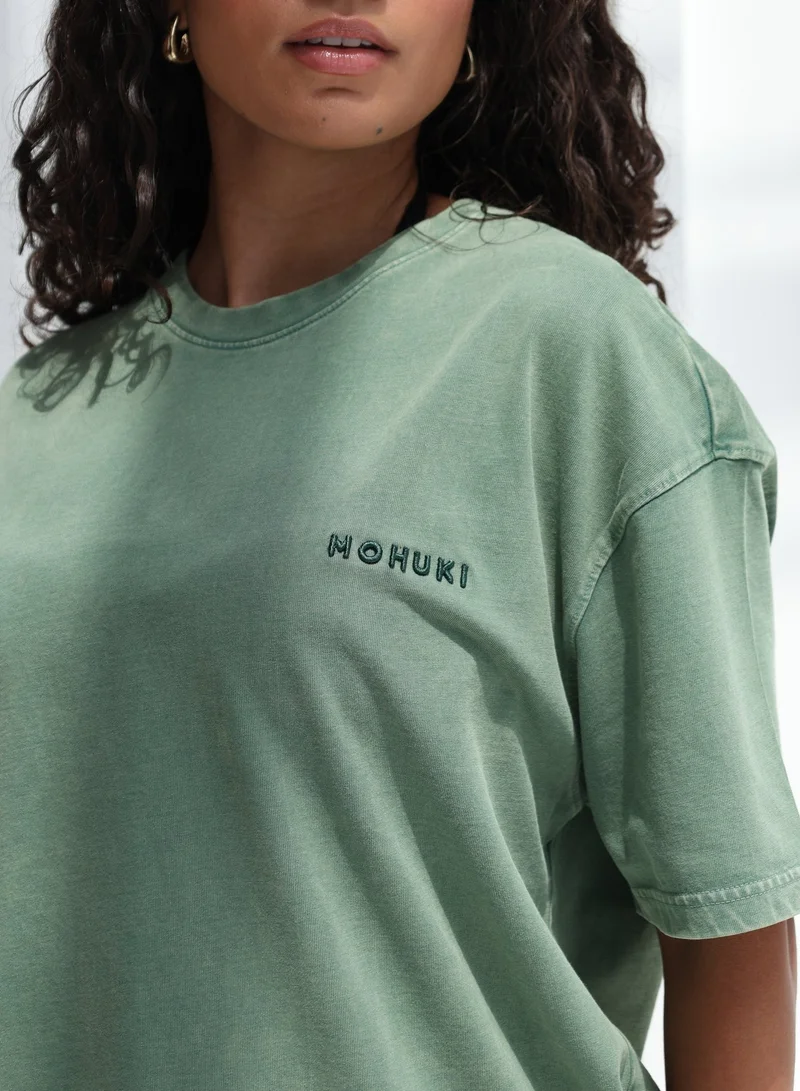 Mohuki Green Oversized Wash Tee for Women | Best Price UAE