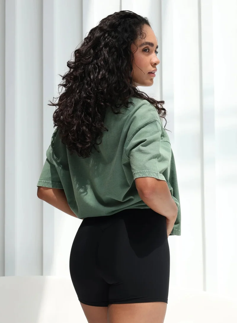 Mohuki Green Oversized Wash Tee for Women | Best Price UAE