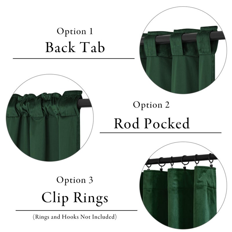 KGORGE Velvet Blackout Curtains 84 inches Luxury Soundproof Room Darkening Thermal Insulated Dark Green Velvet Curtains for Living Room French Door, Rod Pocket, Set of 2, W52 x L84, Hunter Green - Image 4