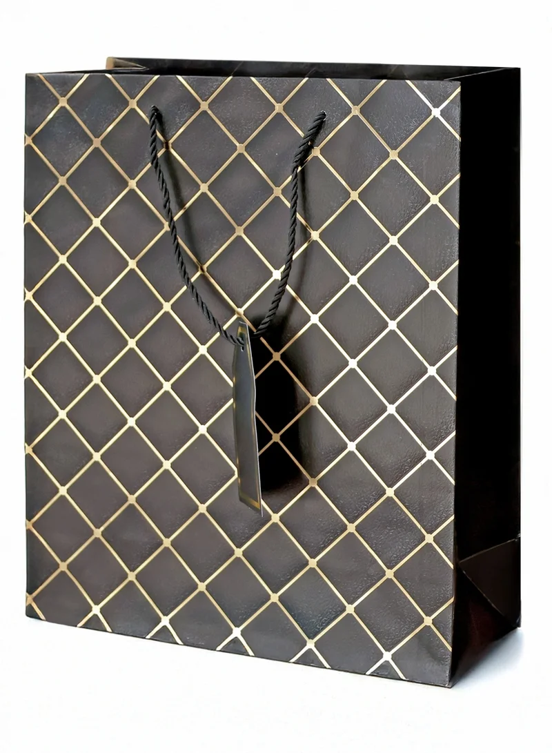 Share the Love Luxury Black Paper Gift Bag – Medium Size with Foil Design, Premium Quality Reusable Present Bag with Handles, Perfect for Birthday, Wedding, Anniversary & Special Occasions