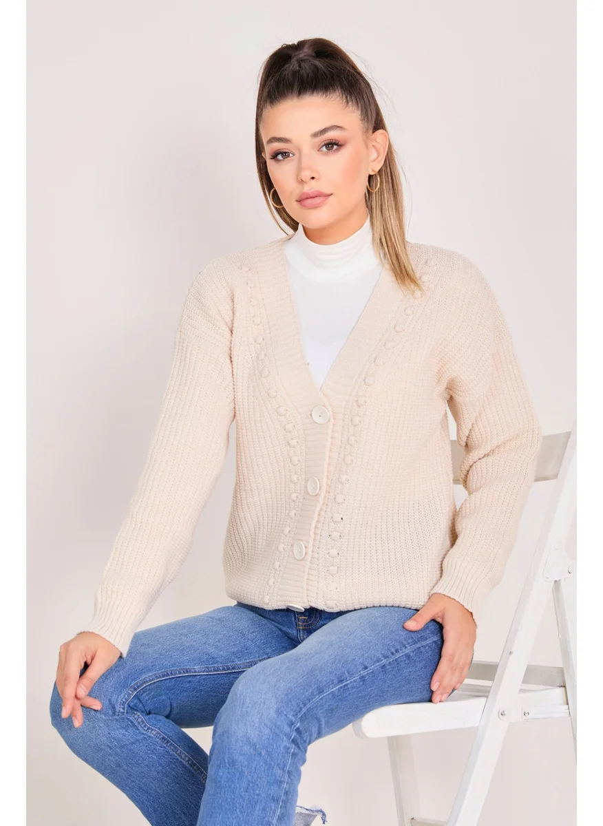 Tofisa 23100-CREAM Knitwear Cardigan
