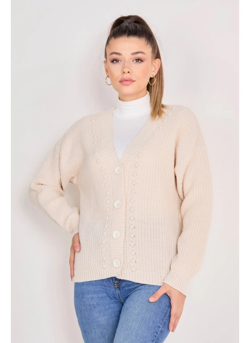 Tofisa 23100-CREAM Knitwear Cardigan