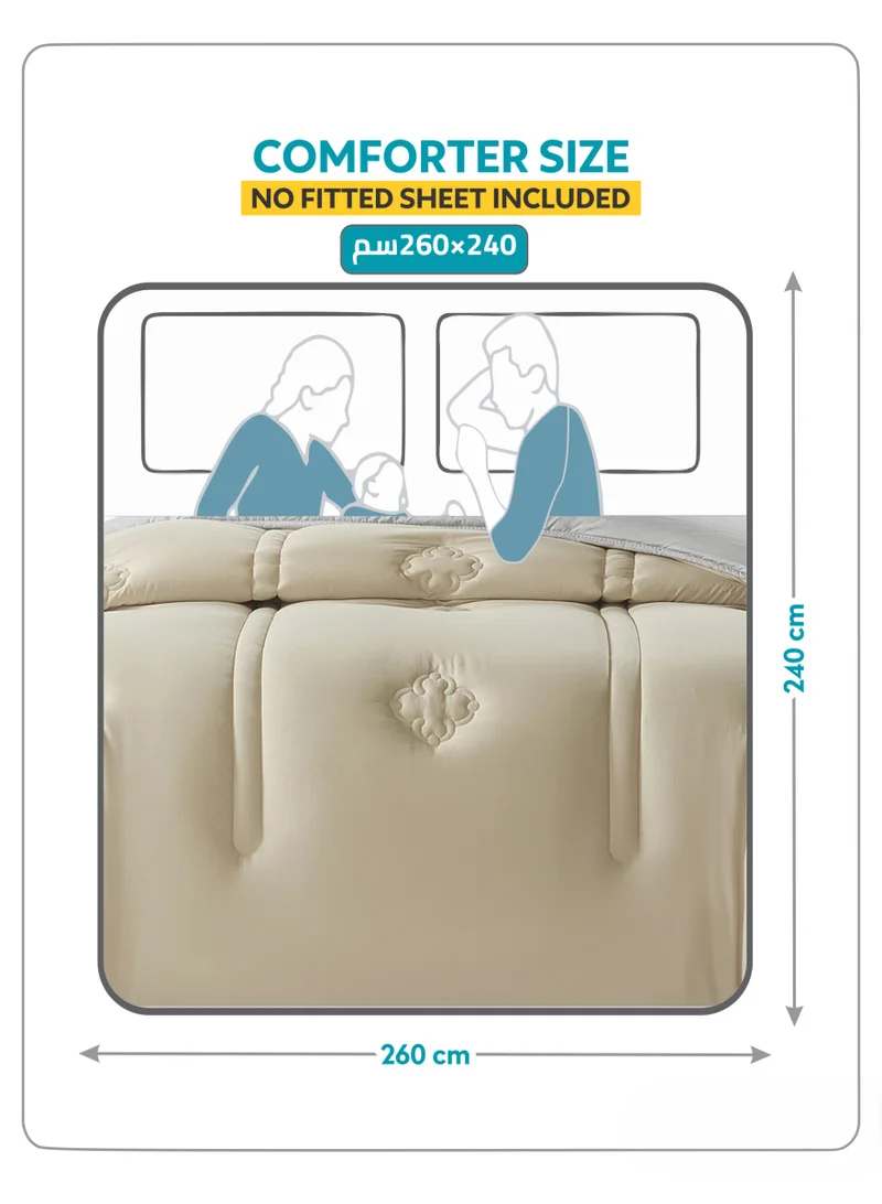 Donetella Bedding Comforter Set, King Size 260x240 cm - 3-Pcs Digital Print Quilted Bed Set, Microfiber Fabric - 1 Comforter And  2 Pillow Shams