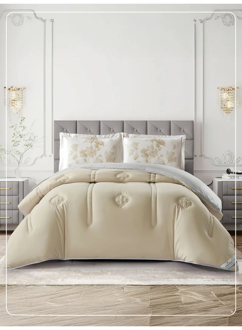 Donetella Bedding Comforter Set, King Size 260x240 cm - 3-Pcs Digital Print Quilted Bed Set, Microfiber Fabric - 1 Comforter And  2 Pillow Shams