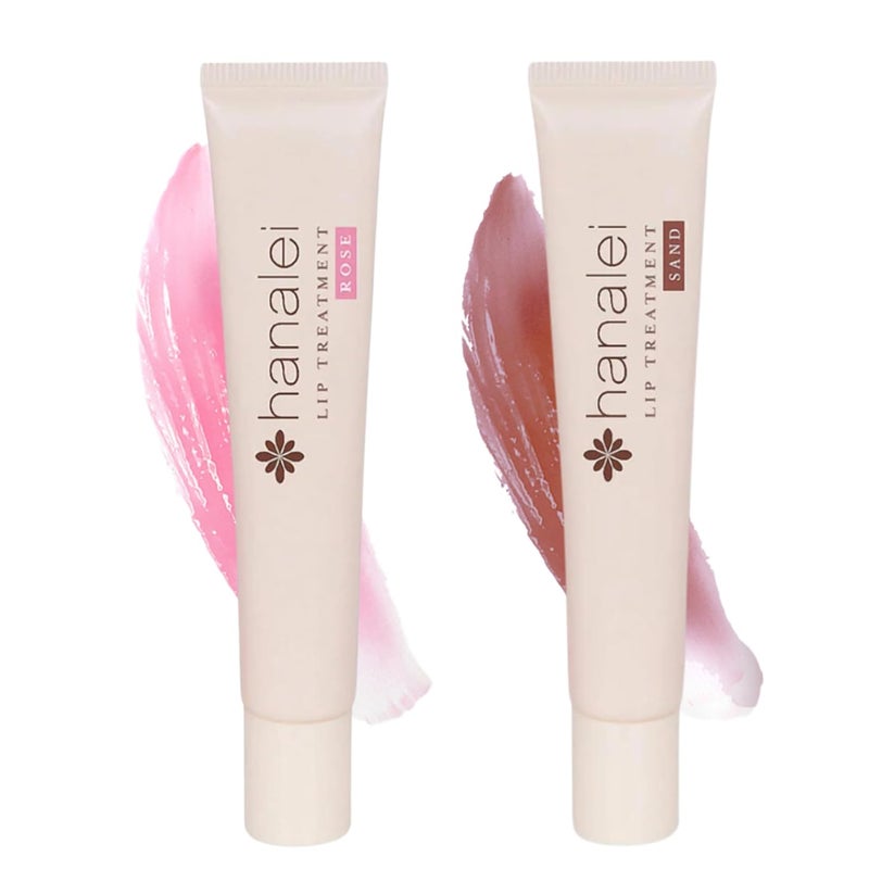 Hanalei Lip Treatment Bundle Rose and Sand  Made with Kukui Oil Shea Butter Agave and Grapeseed Oil Soothe Dry Lips Cruelty free Paraben free