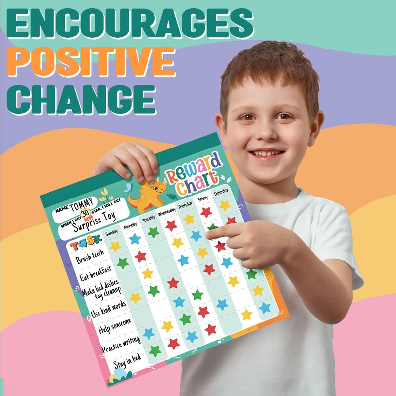 yasest Reward Chart for Kids â€“ Dinosaur Magnetic Kids Behavior Chart, Pad with 26 Chore Charts, 1920 Star Stickers, 49 Incentive Stickers, Responsibility Chart for Kids Boys Toddlers - Kids Chore Chart - Image 4