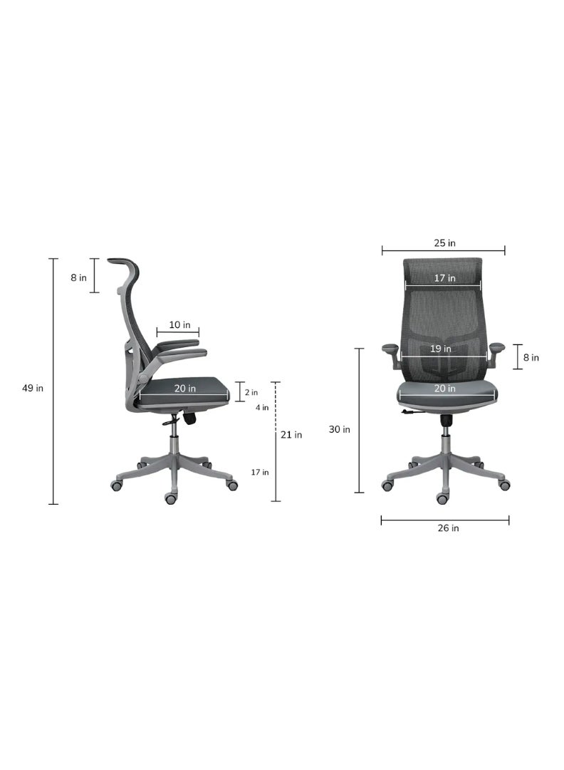 ROYALOAK Verona Ergonomic Office Chair | High Back | Nylon Base | Lumbar Support | Comfortable Seating | Revolving Chair - Image 2