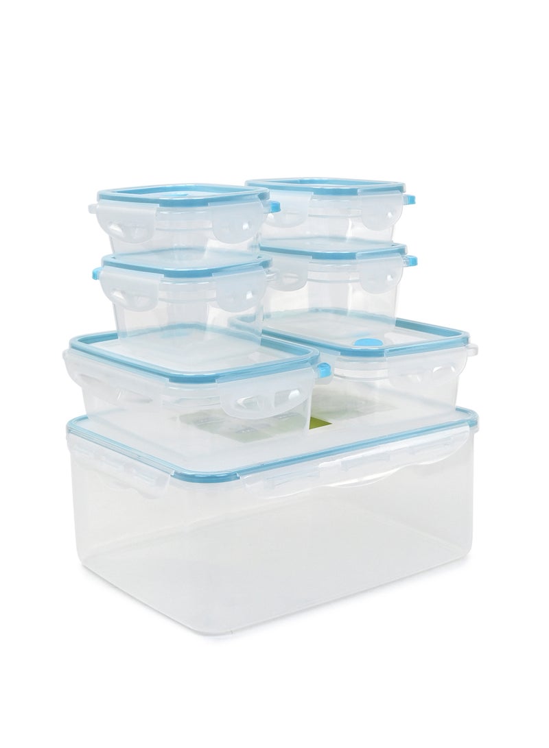 Mondex 14 pieces Clip Lock Storage Set, with air vent Light Blue /Clear - Image 1