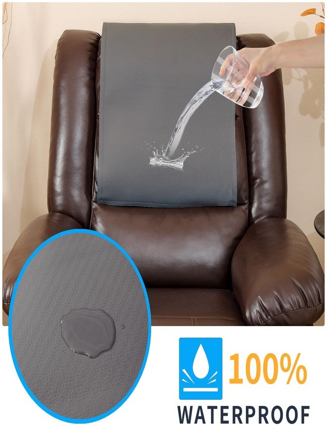 Hittun واقي مسند رأس كرسي الاسترخاء من هيتون، مانع للانزلاق، قابل للغسل، مصنوع من الجلد الصناعي، مناسب لكرسي الاسترخاء، مقاوم للماء، مناسب للأرائك والأثاث وكرسي المكتب ومقعد المسرح (رمادي داكن). - Image 2