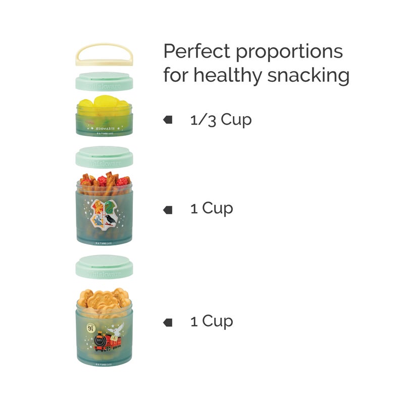 Whiskware Harry Potter Stackable Snack Containers for Babies, Kids, and Toddlers, 3 Stackable Snack Cups for School or Travel, Formula and Cupholder Friendly, Hogwarts - Image 5