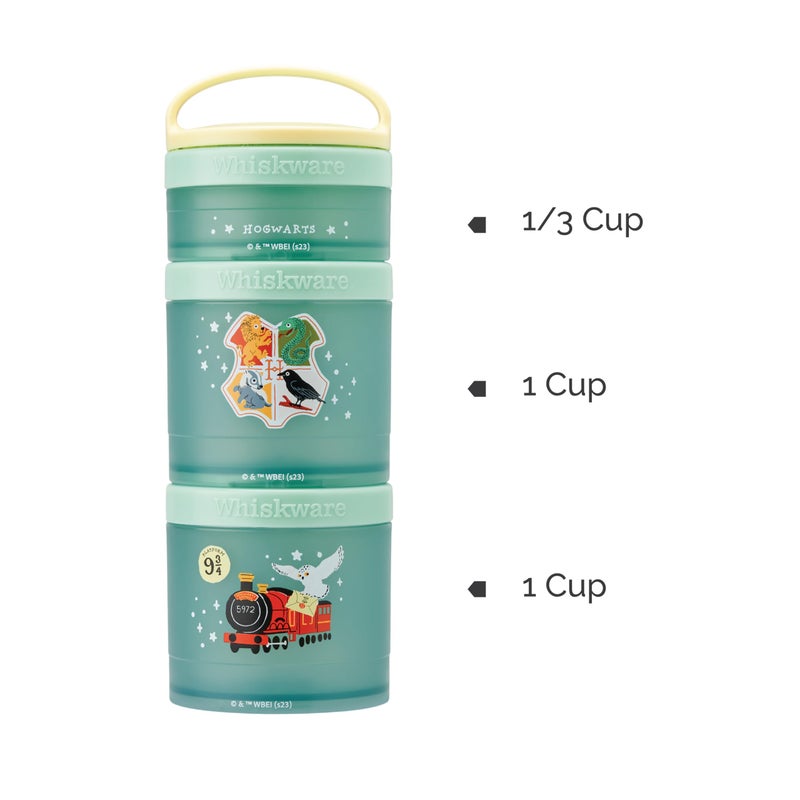 Whiskware Harry Potter Stackable Snack Containers for Babies, Kids, and Toddlers, 3 Stackable Snack Cups for School or Travel, Formula and Cupholder Friendly, Hogwarts - Image 2