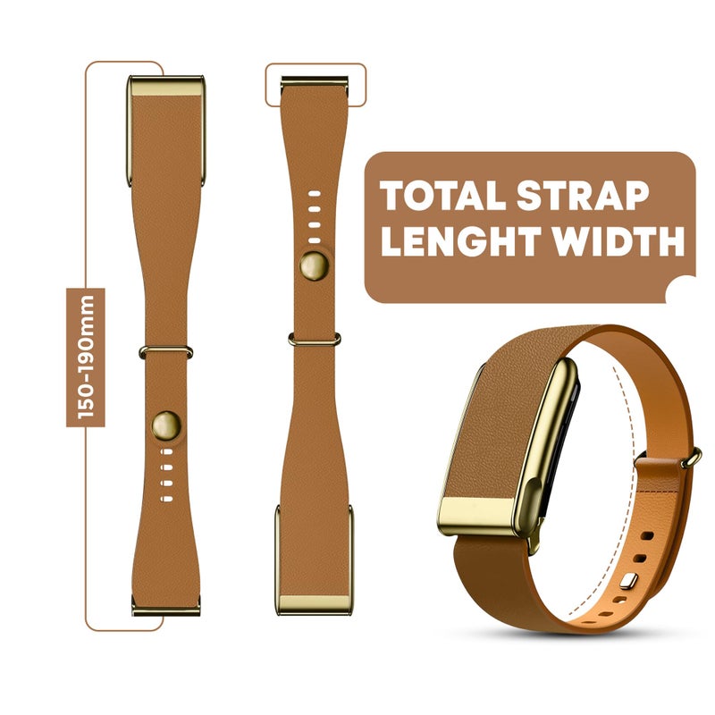 DADO Luxe Tapered Leather Replacement Band Compatible with WHOOP 5.0, One, Peak, and Life Fitness Tracker â€“ Durable & Comfortable | Not for Whoop Gen 4 (Brown Gold - Slim, Life/MG) - Image 4