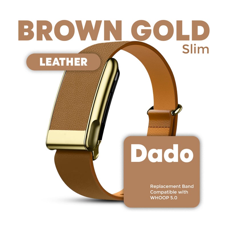 DADO Luxe Tapered Leather Replacement Band Compatible with WHOOP 5.0, One, Peak, and Life Fitness Tracker â€“ Durable & Comfortable | Not for Whoop Gen 4 (Brown Gold - Slim, Life/MG) - Image 2