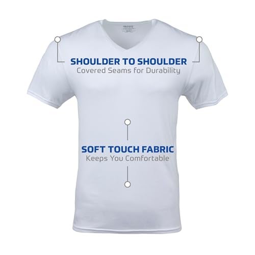 Gildan تي شيرتات رجالية من جيلدان بتصميم على شكل حرف V، عبوة متعددة، نمط G1103، أبيض (6 قطع)، مقاس 2X-Large - Image 2