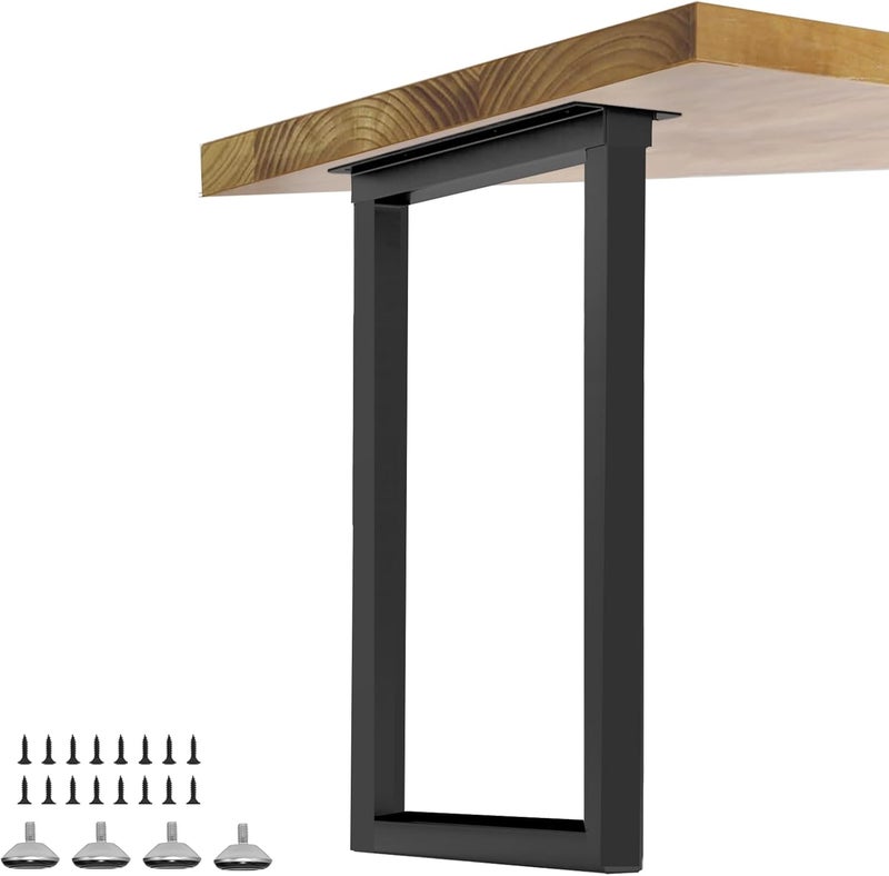 YCFHFC 36" Metal Desk Legs Bar Table Legs, Heavy Duty Furniture Feets with Adjustable Protector Feet for Coffee & Dining Table, Black, Set of 2 - Image 1
