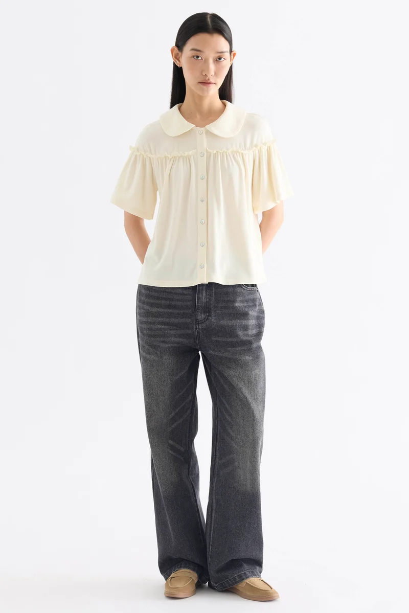 Dion Mid-Rise Straight Leg Jeans - Washed Black Denim