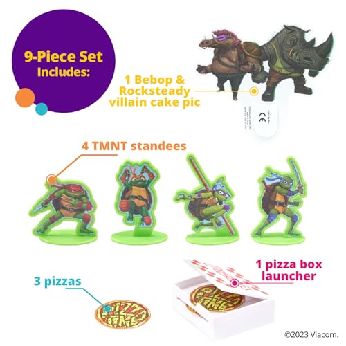DecoPac DecoSet® Teenage Mutant Ninja Turtles™ Pizza Power Cake Topper, 6-Piece Cake Decoration With Turtle Figurines, Cake Pic, And Pizza Launcher ! | For Birthday, Parties, Celebration - Image 3