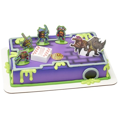 DecoPac DecoSet® Teenage Mutant Ninja Turtles™ Pizza Power Cake Topper, 6-Piece Cake Decoration With Turtle Figurines, Cake Pic, And Pizza Launcher ! | For Birthday, Parties, Celebration - Image 1