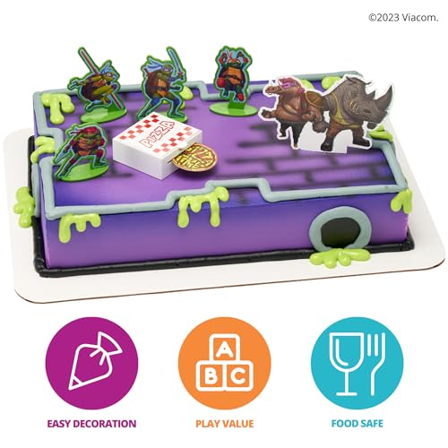 DecoPac DecoSet® Teenage Mutant Ninja Turtles™ Pizza Power Cake Topper, 6-Piece Cake Decoration With Turtle Figurines, Cake Pic, And Pizza Launcher ! | For Birthday, Parties, Celebration - Image 2