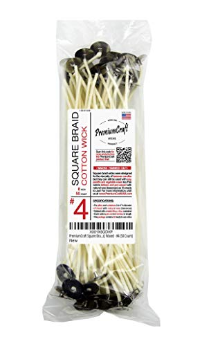 PremiumCraft Square Braid Cotton Candle Wick - #4, Tabbed, Waxed (50 Count) - Image 4