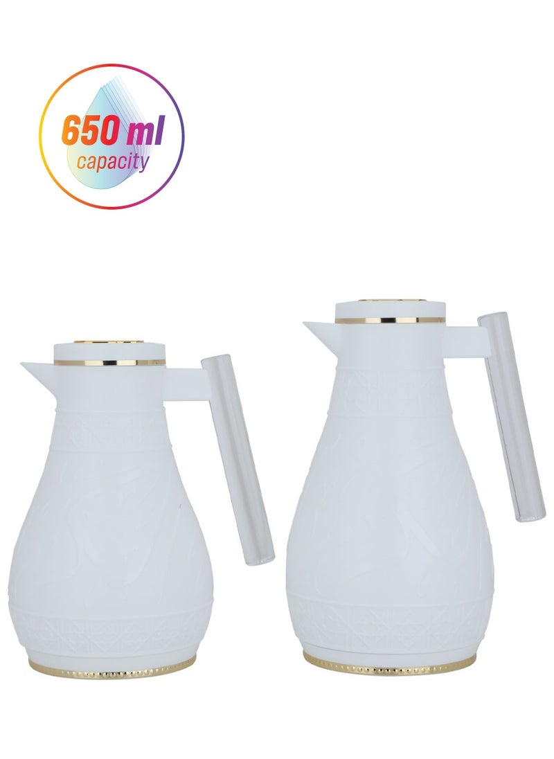 Alsaif Gallery A Set Of White Thermos Islamic Engraving Acrylic Handle Two Piece  - Image 1