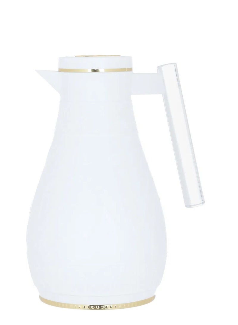 Alsaif Gallery Al Saif Gallery Karam thermos set, 1/0.65 litre, Islamic pattern, thermal glass inner shell, plastic outer shell - white - Image 4