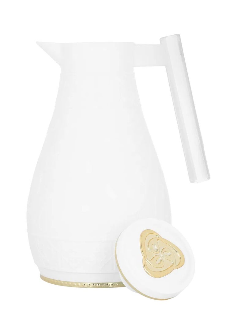 Alsaif Gallery Al Saif Gallery Karam thermos set, 1/0.65 litre, Islamic pattern, thermal glass inner shell, plastic outer shell - white - Image 5