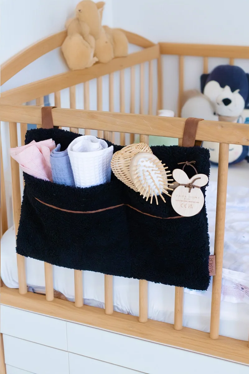 هامور Dough Practical Hanging Organizer Baby Stroller Crib Side Wellsoft Organizer Black