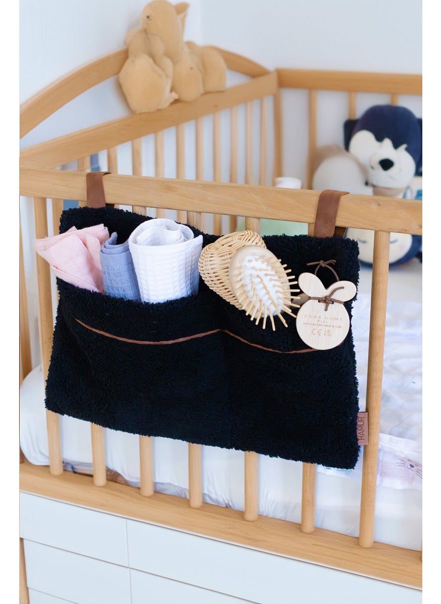 Hamur Dough Practical Hanging Organizer Baby Stroller Crib Side Wellsoft Organizer Black  - Image 3