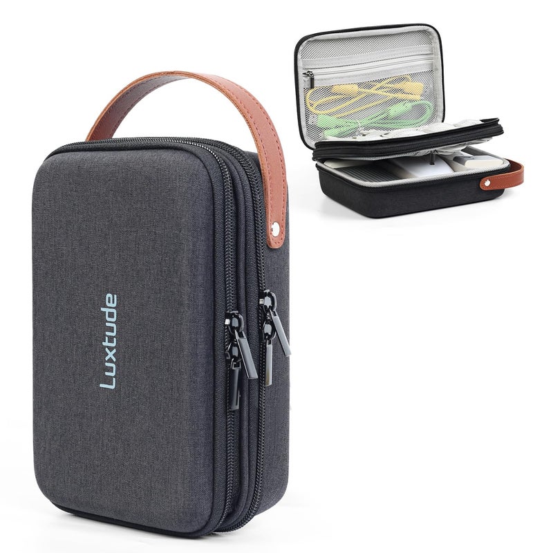 Luxtude Charger Organizer Travel Case Double Layer Electronics Organizers Hard Shell Zipper Case for Electronics Travel Essentials Black External Size 85 x 59 x 31 Inch - Image 2
