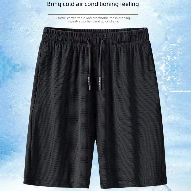 Mens Quick-Dry Mesh Shorts Summer Fitness Casual Black Mesh  - Image 2