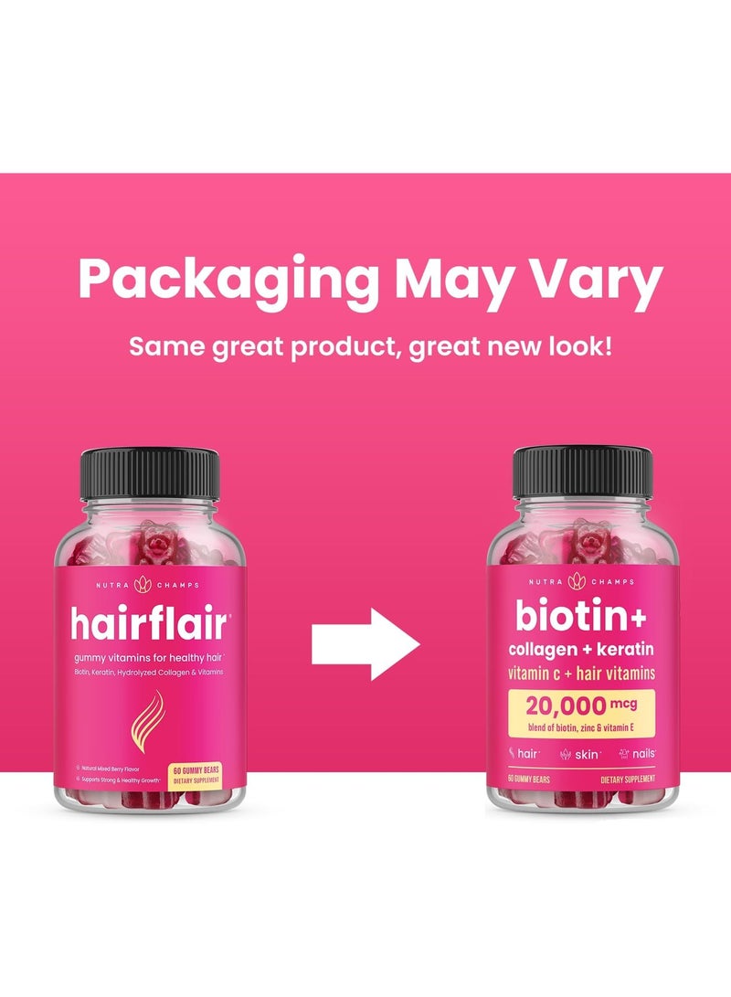 NutraChamps Hair Skin & Nails Gummies with Biotin | Premium Hair Growth Vitamins with Keratin & Collagen Gummies for Nail Growth | Biotin Gummies with Essential Hair & Nails Vitamins for Women & Men - Image 1