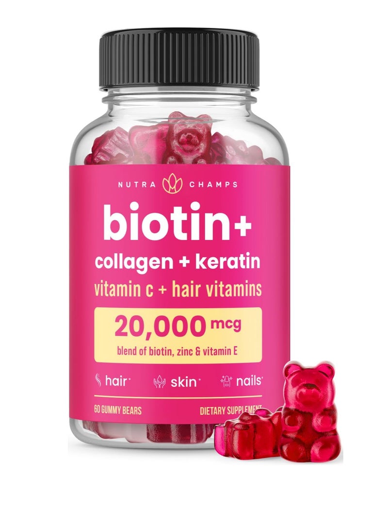 NutraChamps Hair Skin & Nails Gummies with Biotin | Premium Hair Growth Vitamins with Keratin & Collagen Gummies for Nail Growth | Biotin Gummies with Essential Hair & Nails Vitamins for Women & Men - Image 2
