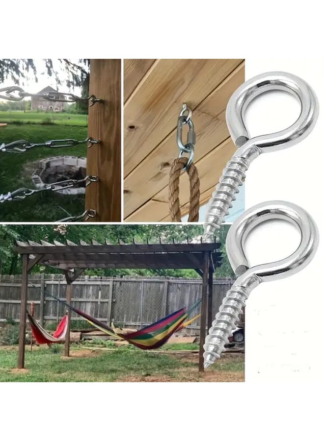 6pcs 2 1 2 Inch Heavy Duty Screw Eye Hooks Polished Iron For Indoor Outdoor - Image 5