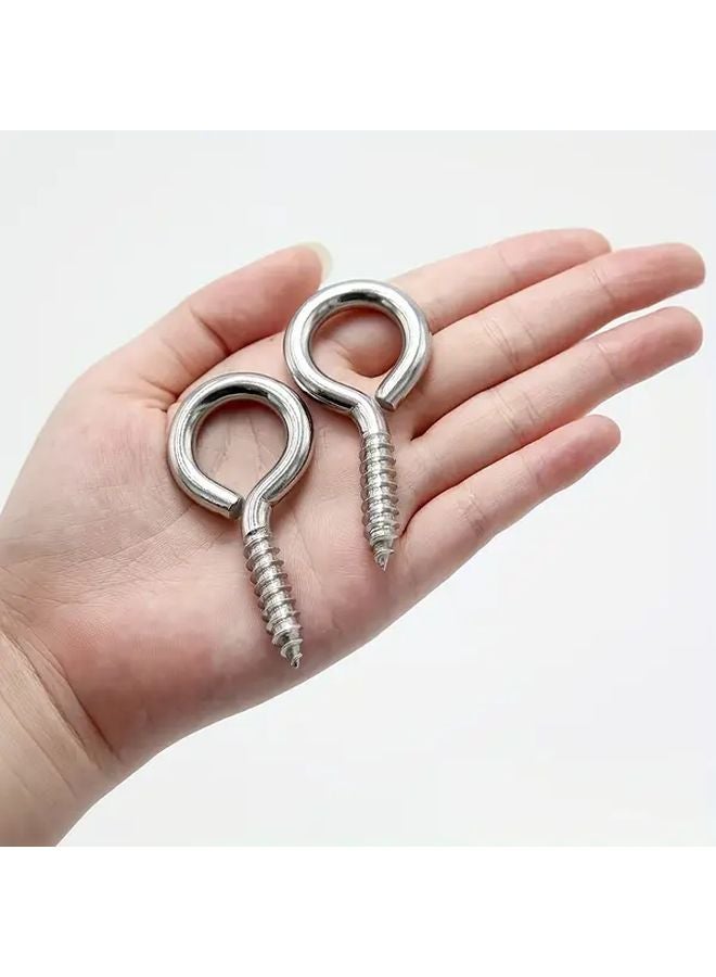 6pcs 2 1 2 Inch Heavy Duty Screw Eye Hooks Polished Iron For Indoor Outdoor - Image 4