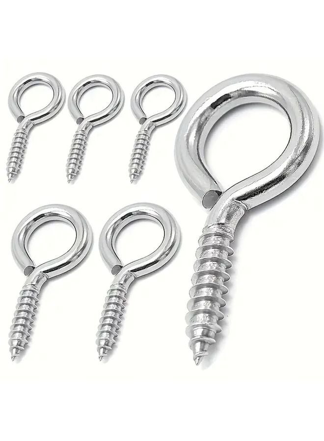 6pcs 2 1 2 Inch Heavy Duty Screw Eye Hooks Polished Iron For Indoor Outdoor - Image 2