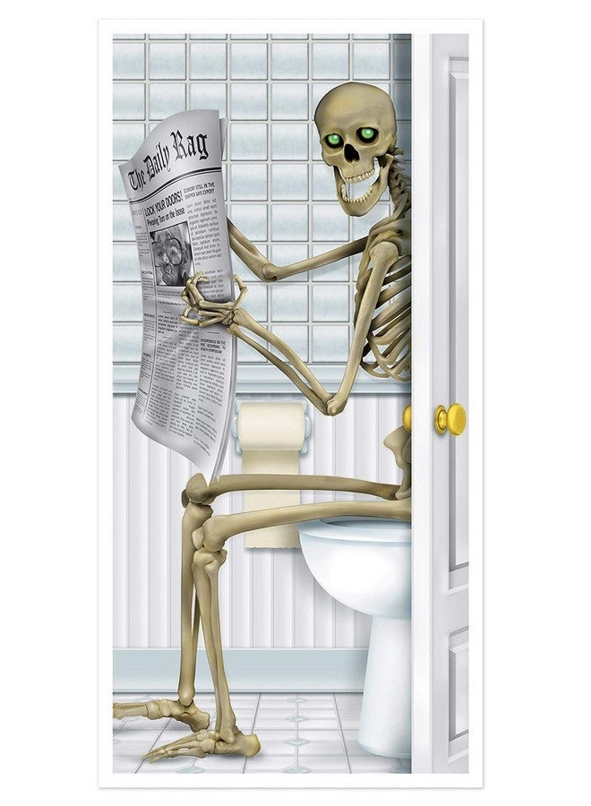 بيستل غطاء باب الحمام بتصميم هيكل عظمي من Beistle، إكسسوار حفلات - Image 1