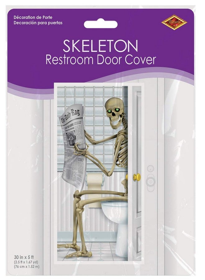 بيستل غطاء باب الحمام بتصميم هيكل عظمي من Beistle، إكسسوار حفلات - Image 2