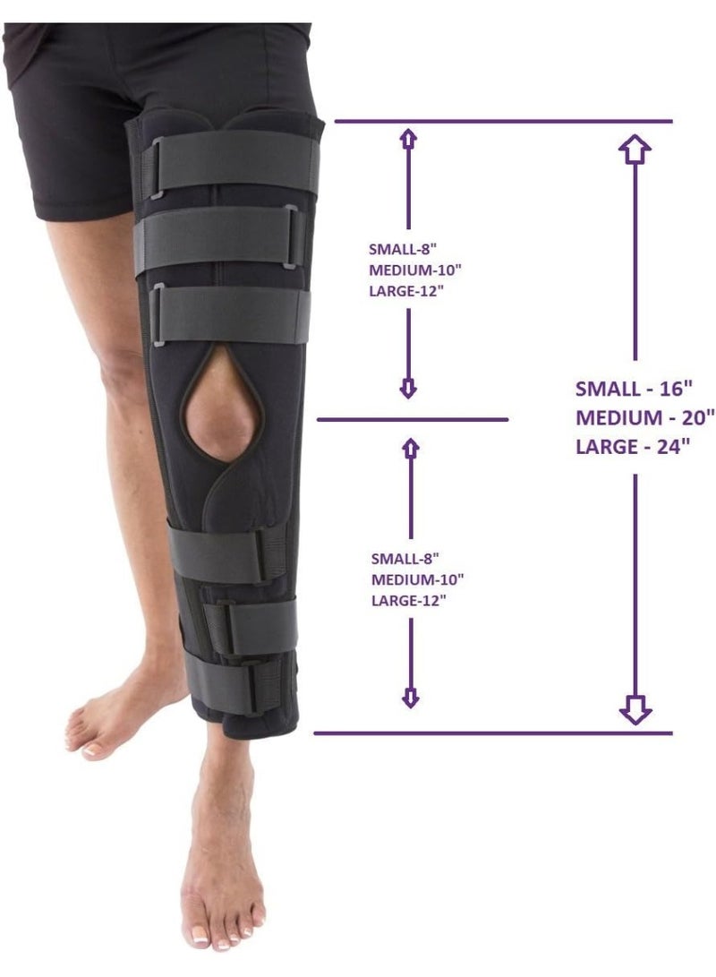 Professional Tri-Panel Knee Stabilizer Brace - Strong Post-Surgery Support - 18-Inch Length with 5 Adjustable Straps - Universal Size for Right & Left Leg - Black - Image 5