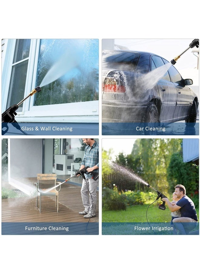 ALongDeng Cordless Pressure Washer Max 500PSI Portable Pressure Washer 6000mAh Rechargeable Battery Electric Pressure Washer with Nozzles Foam Pot for Cleaning Car Floors Watering Flowers - Image 5